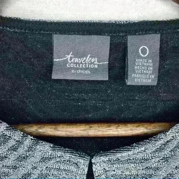 Chico's Travelers Evening Exquisite Metallic Spark Long Fly-Away Jacket … - Picture 7 of 8